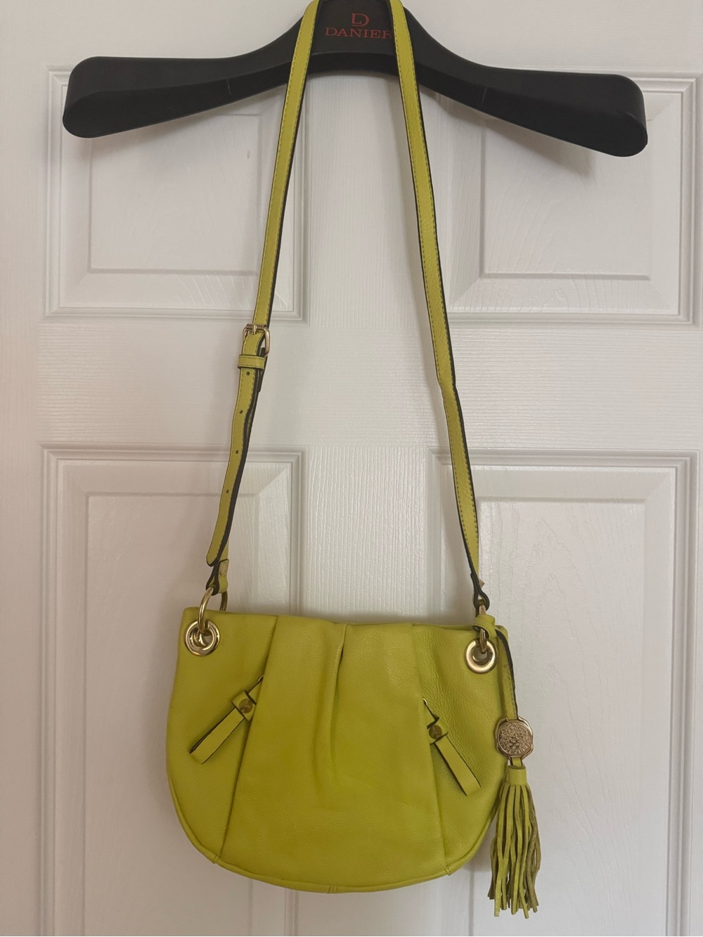 Vince Camuto Citron Yellow Leather Crossbody Bag/Purse